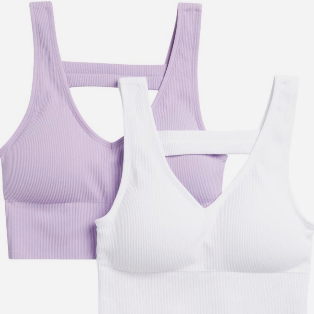 90 Degree By Reflex Bianca 2 Pack V-neck Ribbed Seamless Bralettes